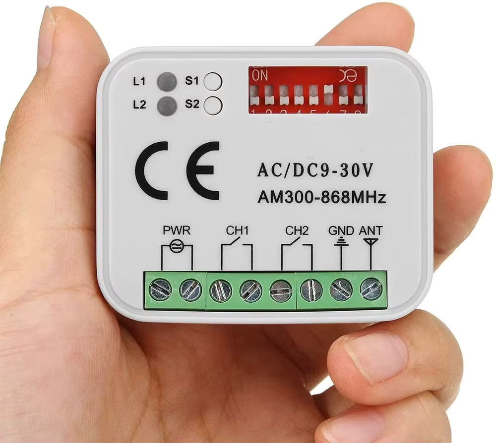 Universal Garagentor Fernbedienung Empfänger mit 2 CH Controller für 433 MHz und 868 MHz, Frequenzbereich 300-900 MHz, Farbe: Weiß - Bild 3