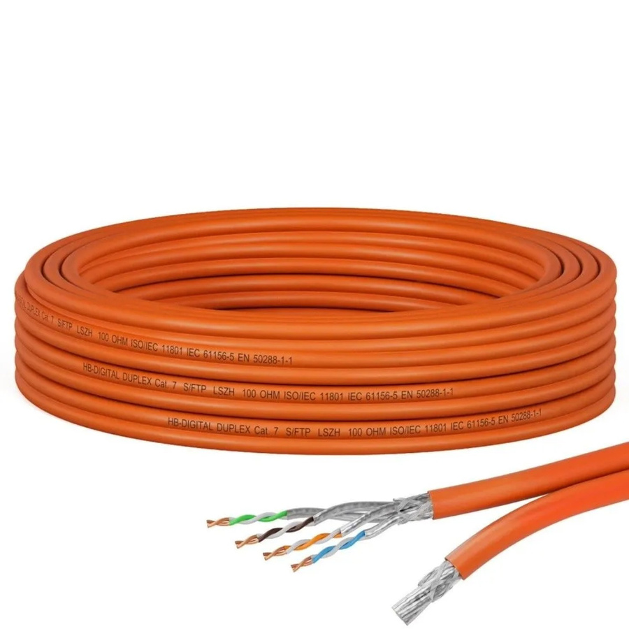 hb-digital CAT 7 Duplex Ethernet LAN Kabel S/FTP AWG23 LSZH Orange, 5m - Bild 2
