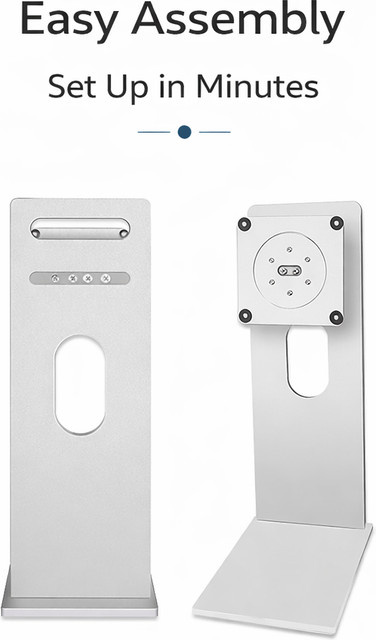 VBNM Aluminium-Monitorständer in Silber mit VESA 100x100 für 27 bis 34 Zoll Monitore, höhenverstellbarer Desktop-Bildschirmhalter - Bild 1