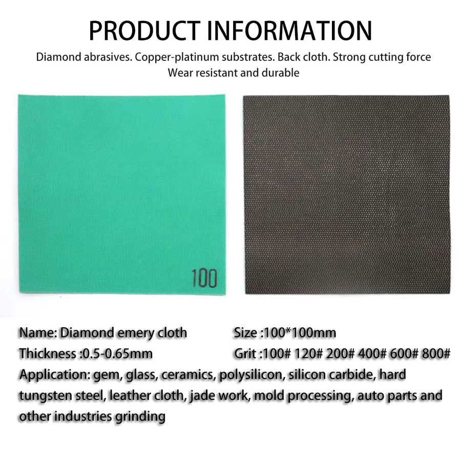 GTGU Diamant-Schmirgelleinen Set für Stahllegierungen, Glas und Jade, quadratisches Schleifpapier für DIY-Arbeiten, Mehrfarbig, B/T: 100 x 100 mm und 50 x 100 mm - Bild 2