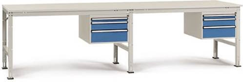 Manuflex AU5667.0002 Universal Komplett-Arbeitstisch Grund- und Anbau mit Kunststoff-Platte, grau, B/T/H: 300 x 80 x 84,8 cm - Bild 1