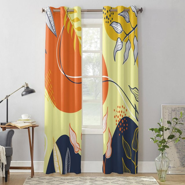 Dekorativer Fenstervorhang Super Six mit Blumenmuster in Orange, B/H: 135 x 60 cm - Bild 1