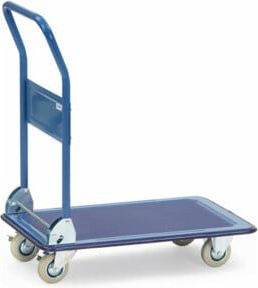 Fetra Ganzstahlwagen 3100 in Blau mit Vollgummi-Reifen und klappbarem Rohrschiebebügel, Tragkraft 150kg - Bild 1