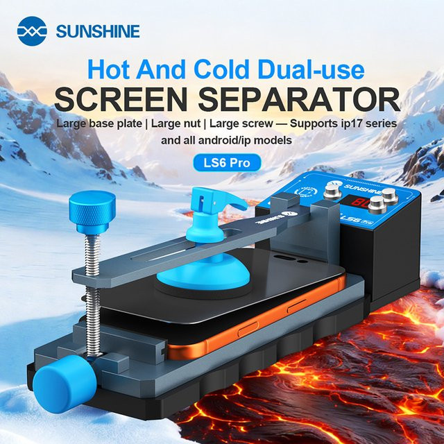 SUNSHINE LS6 Pro Heizbildschirm-Separator für Warm- und Kaltwasserfunktion, kompatibel mit IP17-Serie sowie allen Android- und IP-Modellen, 0–80 ℃ - Bild 1