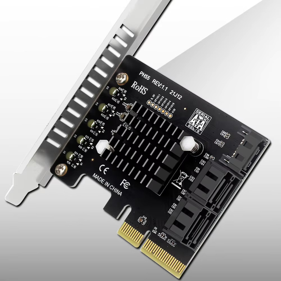 VODOOL PCIe zu 5-Port SATA 3.0 Erweiterungskarte mit Trim-Unterstützung und RAID-Controller in Schwarz - Bild 3