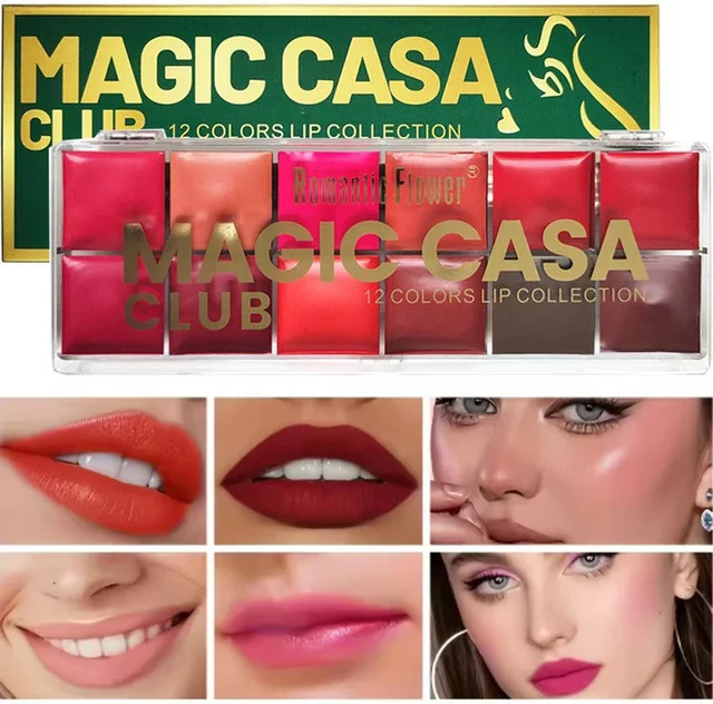 Romantic Flower Lipgloss-Palette, 12 Farben, Glänzend, Damen - Bild 1