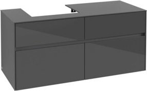 V&B Waschtischunterschrank Collaro in Grau Hochglanz mit Waschtisch links, B/T/H: 120 x 54,8 x 50 cm - Bild 1