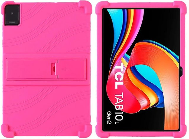 Stoßfeste Silikon-Schutzhülle mit Ständer für dein TCL TAB 10 Gen 2 Tablet in Pink - Bild 1