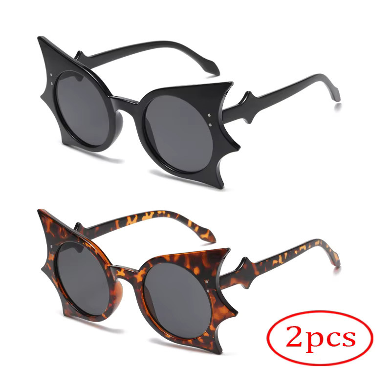 Sonnenbrille Fledermausform, Cat-Eye, Vollrand, Kunststoff, Unisex, Schwarz - Bild 3