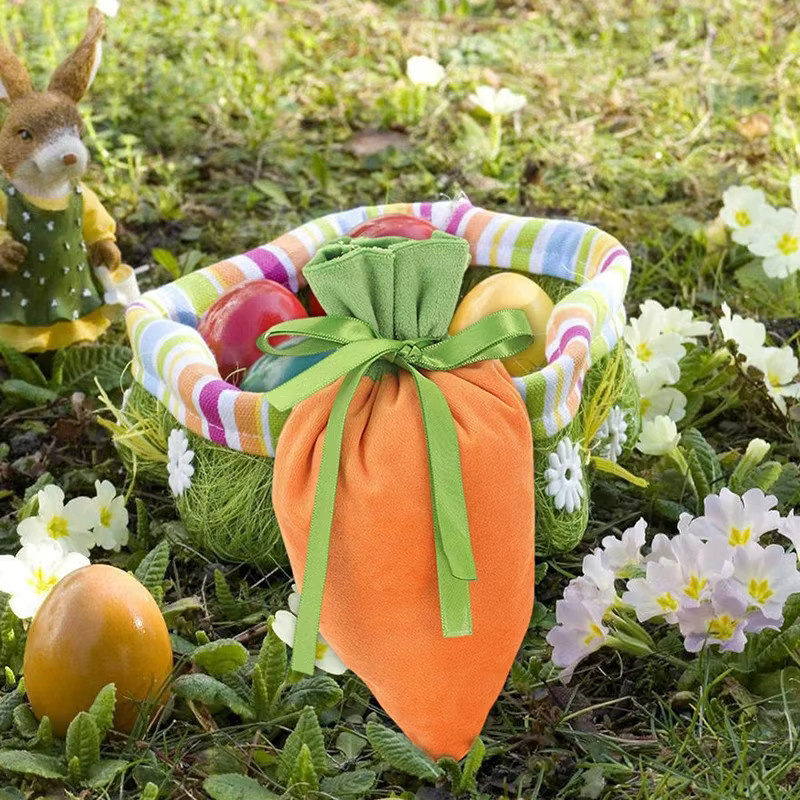 10-teiliges Set Samt-Geschenktüten in Orange mit Kordelzug für Snacks, Kekse und Süßigkeiten - Bild 4