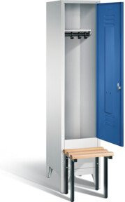 C+P Garderobenschrank Classic mit Front in Enzianblau, Korpus in Lichtgrau und schwarzgrauem Gestell, H x B x T: 185 x 42 x 50 cm - Bild 1