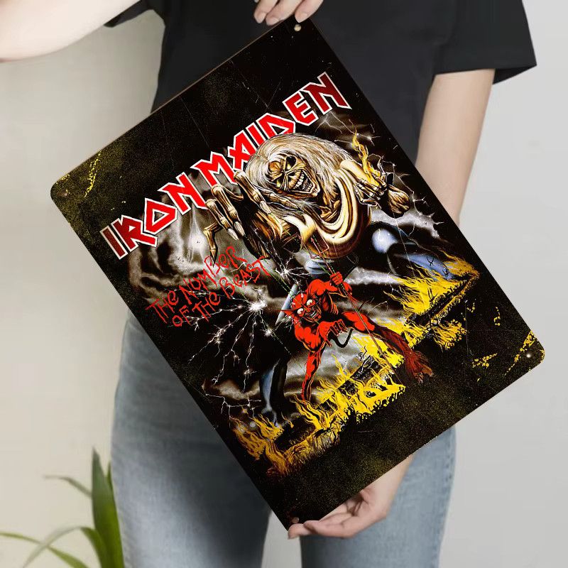 Iron Maiden The Number of the Beast Metallblechschild Vintage Wanddekoration Multicolor B: 30,0 cm, H: 20,0 cm - Bild 3