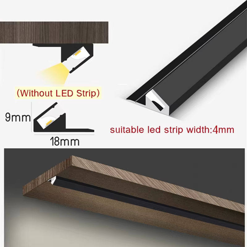 Khelse LED-Linear-Aluminiumprofil für Aufputzmontage in Schwarz mit Diffusor zur Hintergrundbeleuchtung und Schrankbeleuchtung - Bild 3