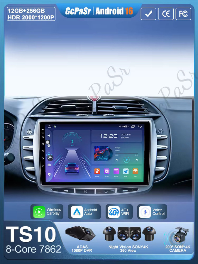 FengShiDa Android Autoradio mit Carplay und Android Auto für Lancia Delta 2009-2019, Navigation mit GPS und 5G Wifi, Schwarz - Bild 5