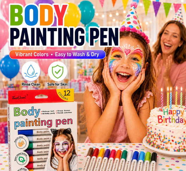 12 Farbige Körperkunst-Malstifte für Gesichtsbemalung und Cosplay, ungiftig und abwaschbar, Set für Kinder in Multicolour - Bild 1