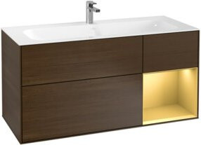 V&B Waschtischunterschrank Finion Wandbeleuchtung in Walnuss Veneer, Breite: 119,6 cm, Tiefe: 49,8 cm - Bild 1