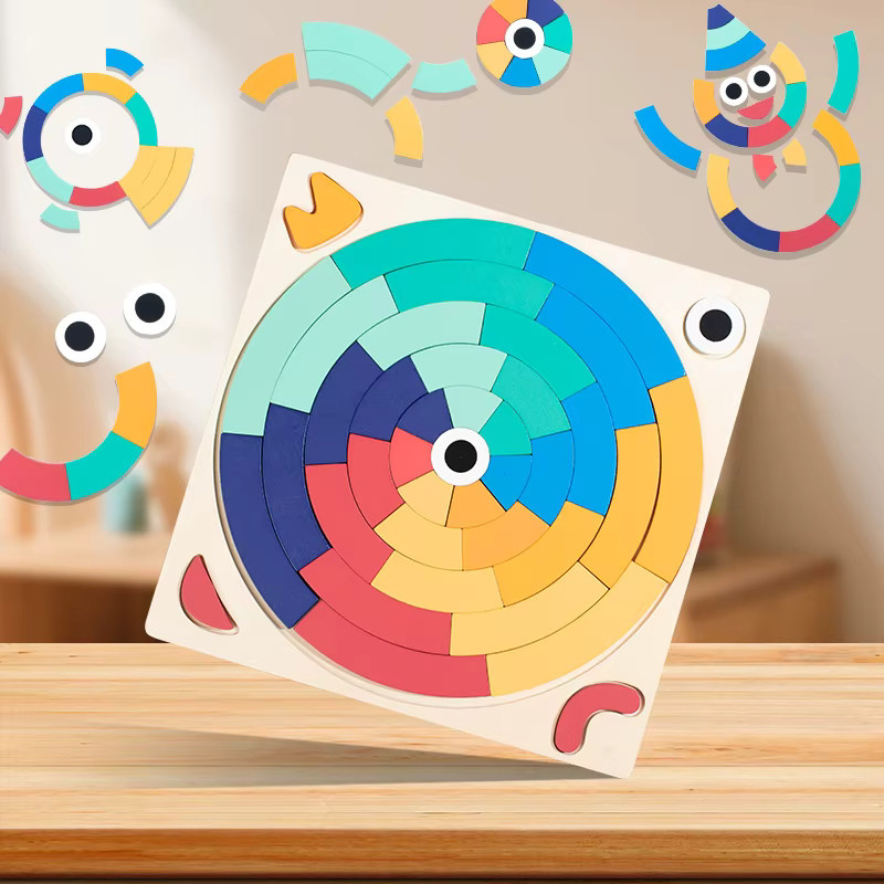 Dusan Wood Regenbogenblöcke, 3D-DIY-Puzzle, Holz, bunt, ab 0 Jahre - Bild 2