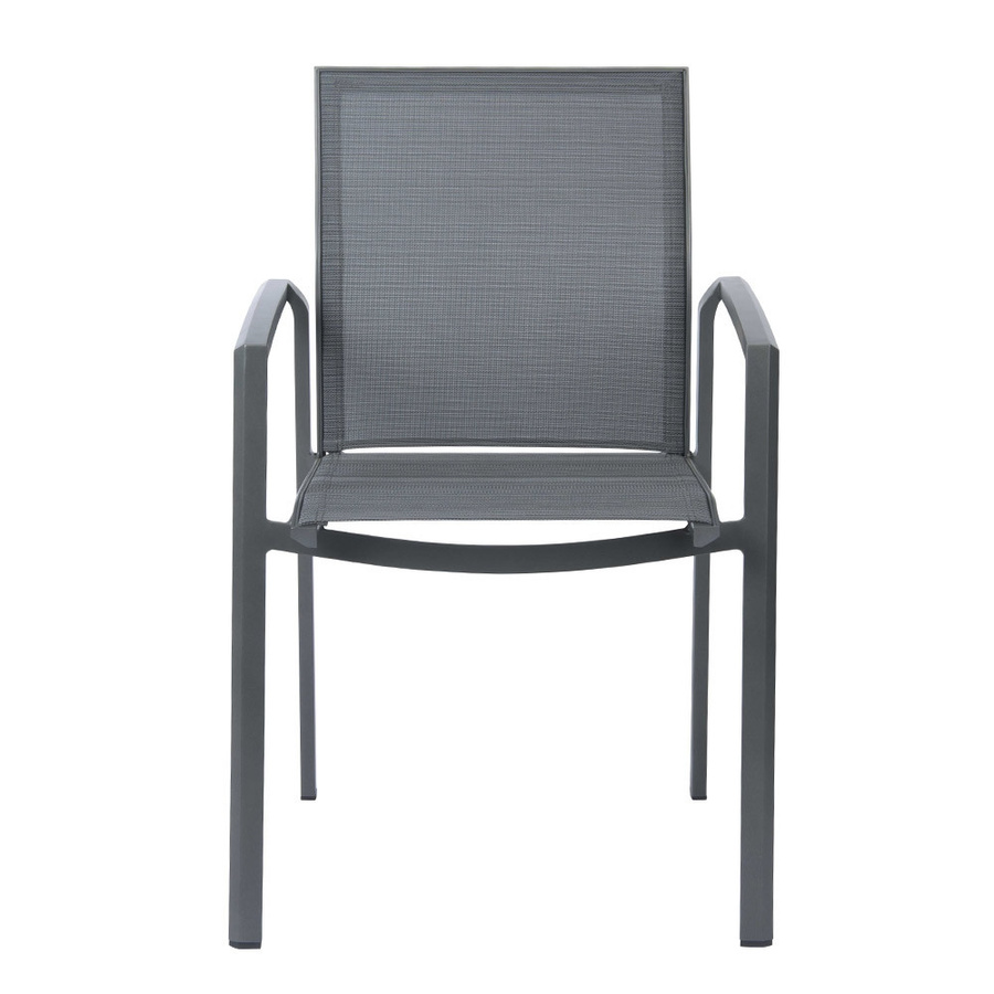 Stern KARI Stapelsessel aus Aluminium in Anthrazit mit Textilbezug Karbon und Aluminiumarmlehnen Anthrazit - Bild 3