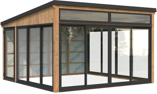 Palmako Holz-Gartenhaus Saga Slide Plus mit Pultdach in Hellbraun - Bild 1