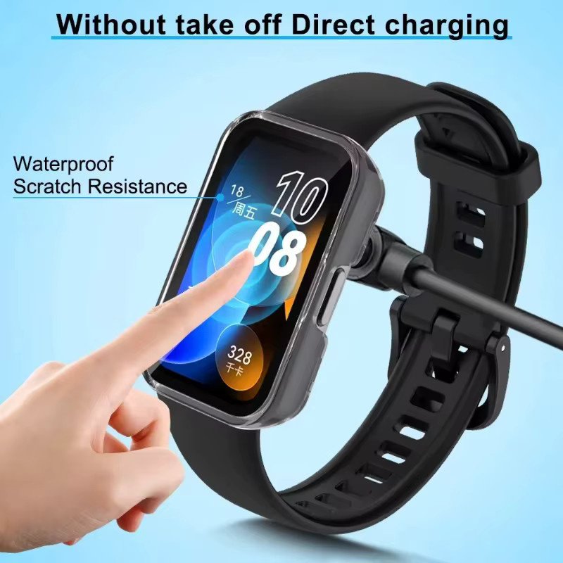Huawei Schutzhülle mit gehärtetem Glas, Schwarz, Huawei Band 10 9 8 - Bild 2