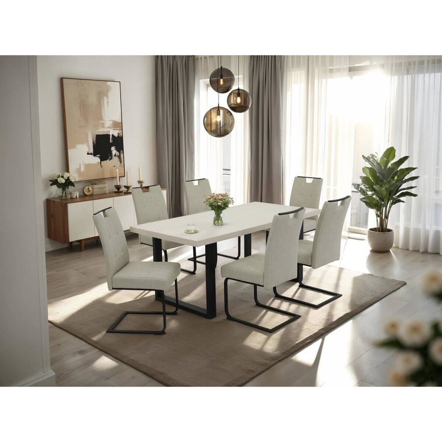 Esstisch Hela Meran modern rechteckig in Schwarz und Beige, B/T/H: 180 x 90 x 76 cm - Bild 2