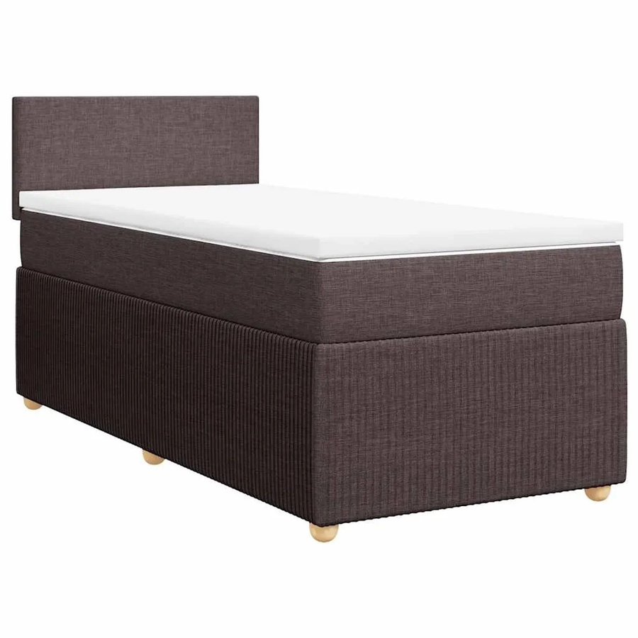 vidaXL Boxspringbett Hybrid mit Matratze Dunkelbraun B/T/H: 90 x 190 x 100,5 cm - Bild 2