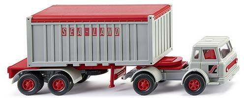 Wiking H0 LKW Modell Containersattelzug Sealand International Harvester in Verkehrsrot und Dunkelrot