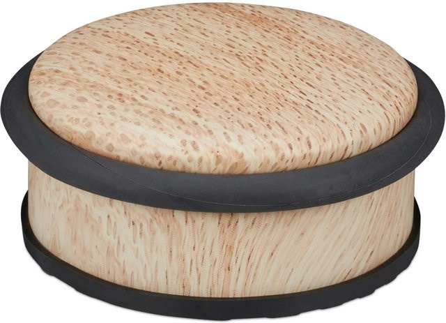Relaxdays Türstopper Edelstahl in Holzoptik braun, rutschfest und schwer, B: 10,5 cm, H: 5 cm - Bild 1