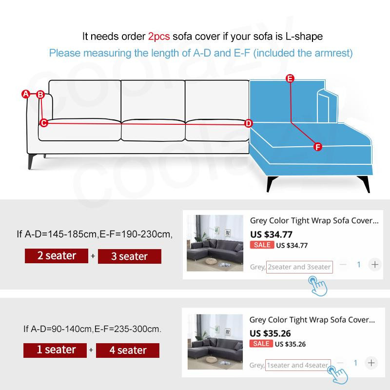 L-Style Stretch-Sofabezug für 2-Sitzer Sofas mit Chaiselongue, Lichtgrau, elastisch und rutschfest, Breite: 145-185 cm - Bild 2