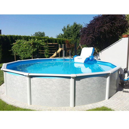 Steinbach Stahlwand Swimming Pool Set Grande rund in Grau und Blau, Durchmesser: 366 cm, Höhe: 135 cm