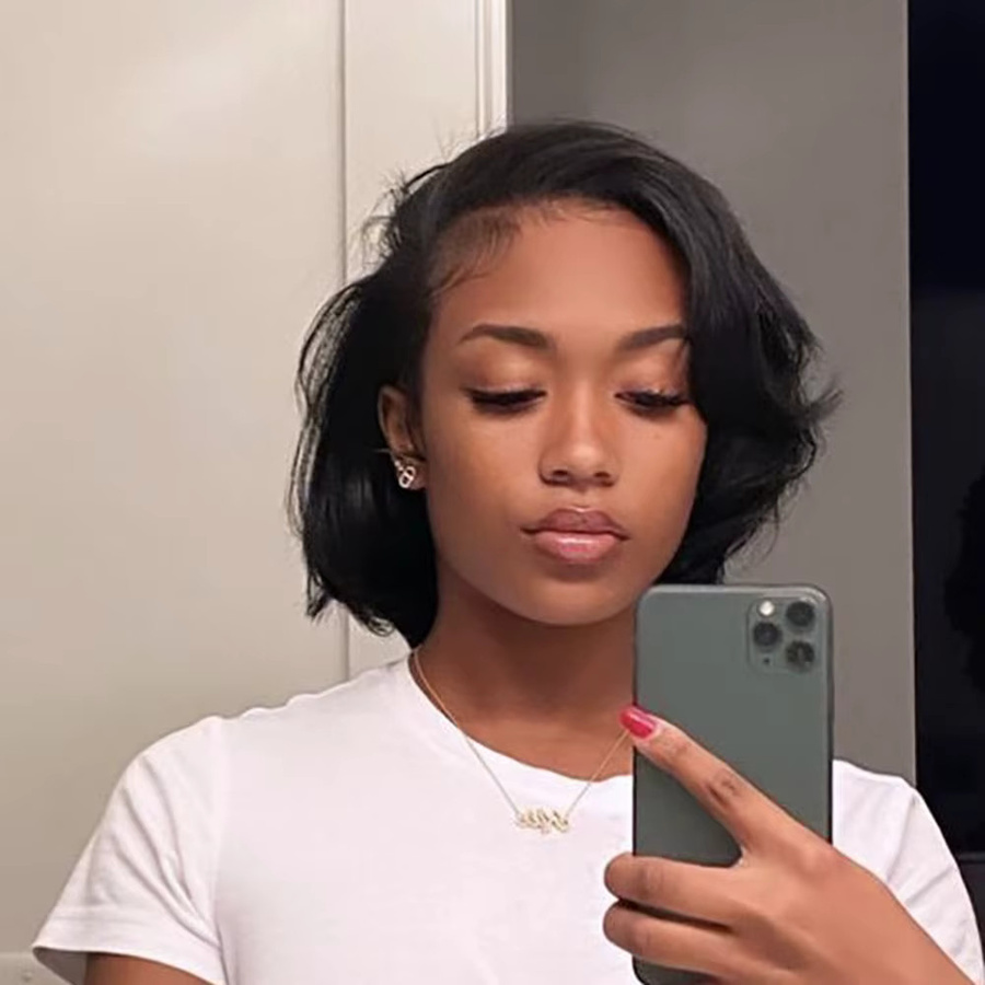 OYM HAIR Echthaar-Perücke, kurze lockige Pixie, Damen - Bild 1