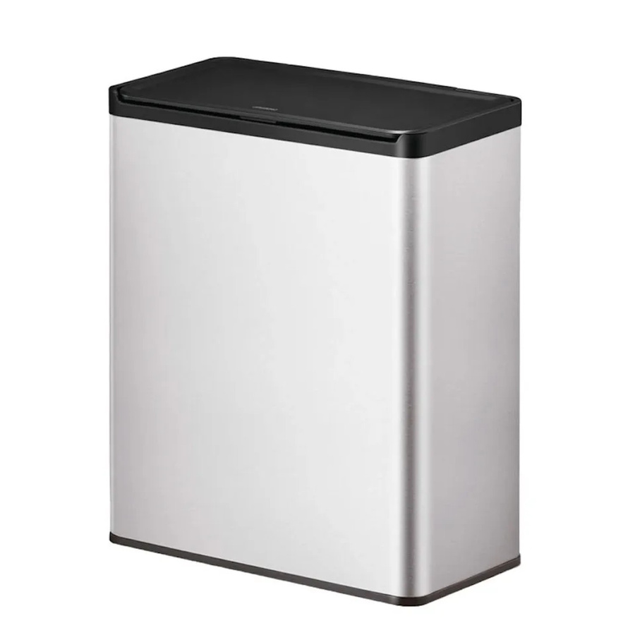 PROREGAL Rechteckiger Abfallbehälter aus gebürstetem Edelstahl in Silber mit Touch Open Deckel, 40 Liter, H x B x T: 59,5 x 46,3 x 28,8 cm - Bild 2