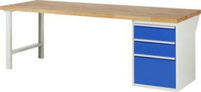 Rau Werkbank 7507A1 mit 3 Schubladen, Mehrfarbig, B/T/H: 250 x 90 x 89 cm - Bild 1