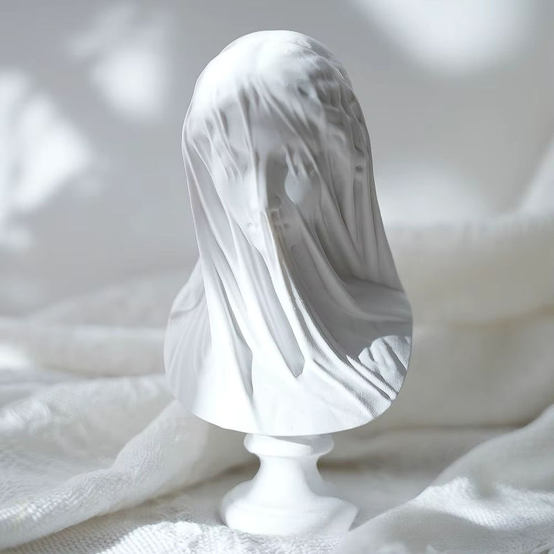 Verschleierte Dame Büste als griechische Göttin Statue in Weiß aus Kunstharz zur Dekoration von Wohnzimmer, Schreibtisch oder Bücherregal - Bild 4