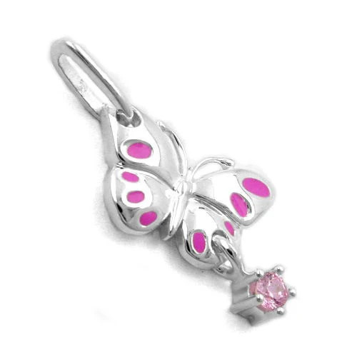 SIGO Anhänger Schmetterling, 925 Silber, Zirkonia, pink, Kinder - Bild 1