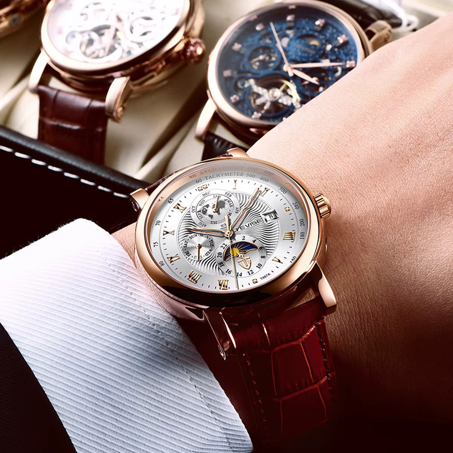 LIGE Chronograph, Quarz, Leder, Edelstahl, Datum, Herren - Bild 6