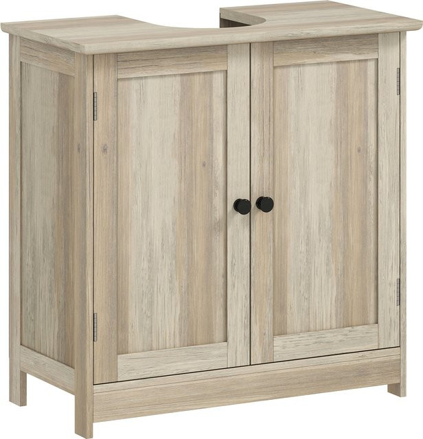 HOMCOM Badezimmer Unterschrank für Waschbecken mit 2 Türen und verstellbarem Fach, Grau, B/T/H: 60 x 30 x 60 cm - Bild 1