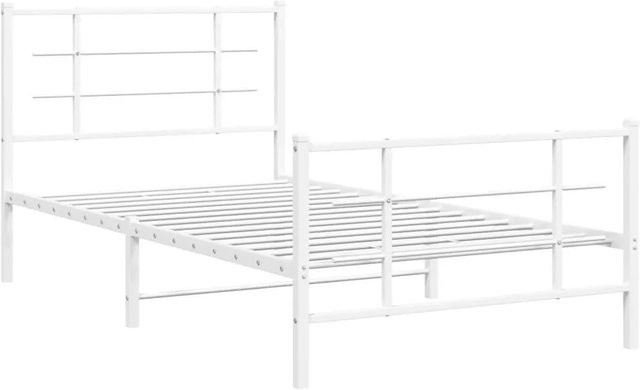 vidaXL Metallbettgestell mit Kopf- und Fußteil in Weiß, B/T/H: 100 x 200 x 105 cm - Bild 1