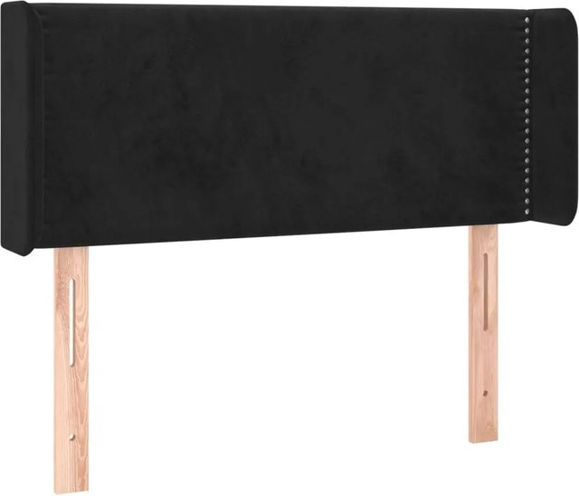 vidaXL LED Kopfteil aus Samt in Schwarz mit USB-Ladeport und integrierter Beleuchtung, B: 103 cm, T: 16 cm, H: 78-88 cm - Bild 1