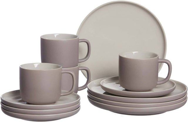Ritzenhoff & Breker Kaffeeservice Jasper 12-teilig aus Steinzeug in Beige und Grau - Bild 1