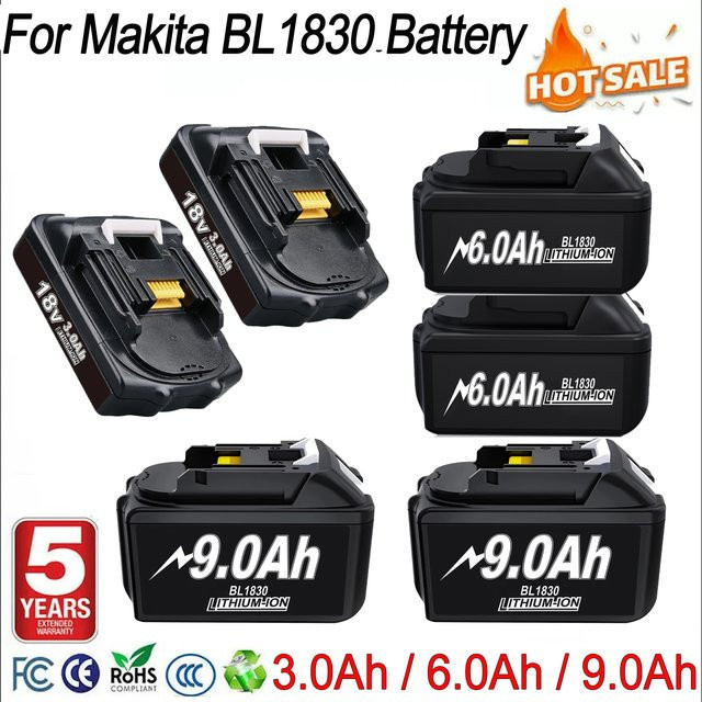 Bonacell Ersatzakku für Makita 18V LXT Elektrowerkzeuge, 9Ah Lithium-Ionen Akku, Schwarz - Bild 1