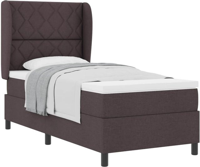 vidaXL Boxspringbett mit Matratze in Dunkelbraun, Stoff, B/T/H: 100 x 200 x 103 cm - Bild 1
