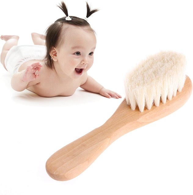 Baby Bürste und Kamm Set mit Holzgriff und Ziegenhaar für Neugeborene - Bild 1