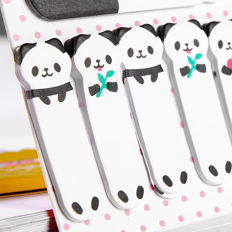 2er-Set Kawaii Panda und Katze Aufkleber als Cartoon Haftnotizen und Lesezeichen in Mehrfarbig für Büro, Schule und Journaling - Bild 3
