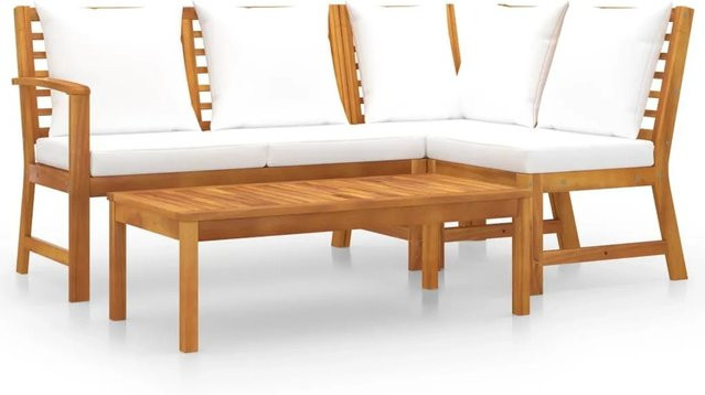 vidaXL 4-tlg Garten-Lounge-Set Modell 5 aus Akazienholz in Beige mit Auflagen - Bild 1