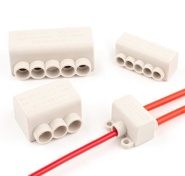 DIY GO Hochleistungs-Drahtverbinder Schraubverdrahtungsklemmenblock in Weiß für Kabelspleißen mit 1 Eingang und mehreren Ausgängen (60 A/400 V, 1–6 mm2 und 80 A/1000 V, 2,5–16 mm2) - Bild 1