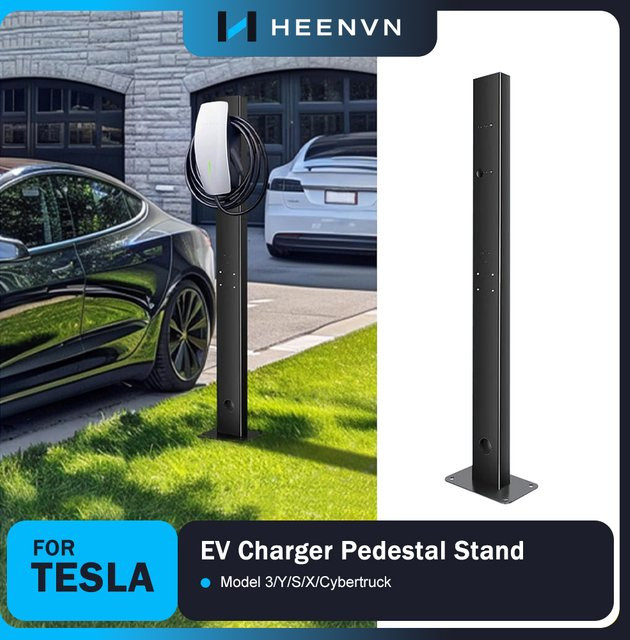 Heenvn EV-Ladegerät-Ständer Wandhalterung aus Metall für Tesla Model 3/Y/S/X in Schwarz - Bild 1