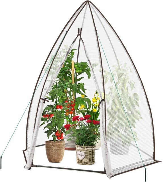 Sekey Foliengewächshaus in Weiß und Transparent, sechseckiges Gewächshaus mit Reißverschlusstür und spitz zulaufendem Dachdesign, B/T/H: 160 x 160 x 180 cm - Bild 1