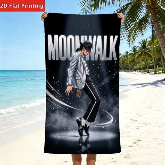 Michael Jackson Moonwalk Strandtuch aus Mikrofaser, Wave Echo Design, B/B: 70 x 140 cm, Multicolour - Bild 1