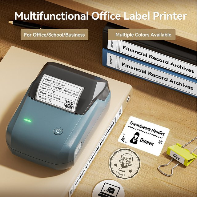 Niimbot B1 Tragbarer Bluetooth Etikettendrucker für Thermodruck mit selbstklebenden Etiketten für Büro und Zuhause - Bild 1
